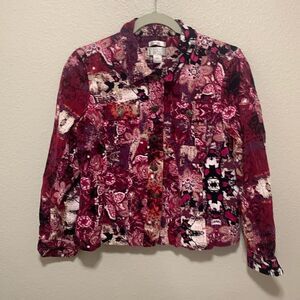 Christopher & Banks Women’s Petite Suit Jacket Size MP Pink Floral